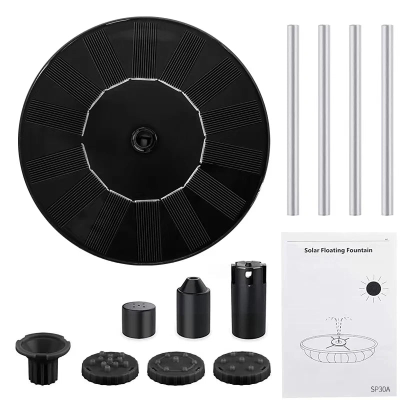 Pompe Fontaine Solaire Flottante – 4 Buses pour Bain d’Oiseaux, Bassin & Jardin Vert Un Jardin