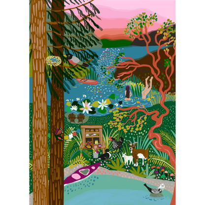 Salt Spring Island Swim | 1000-Piece Puzzle for Adults | Designed in Canada by Anja Jane Villager Puzzles