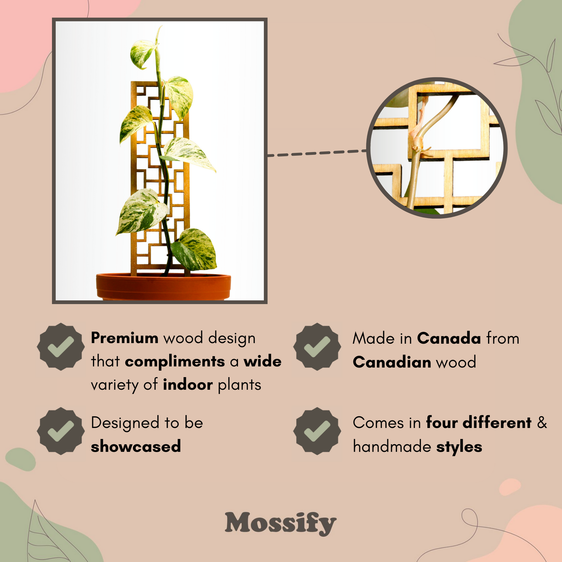 Tropical Squares Wooden Trellis Mossify