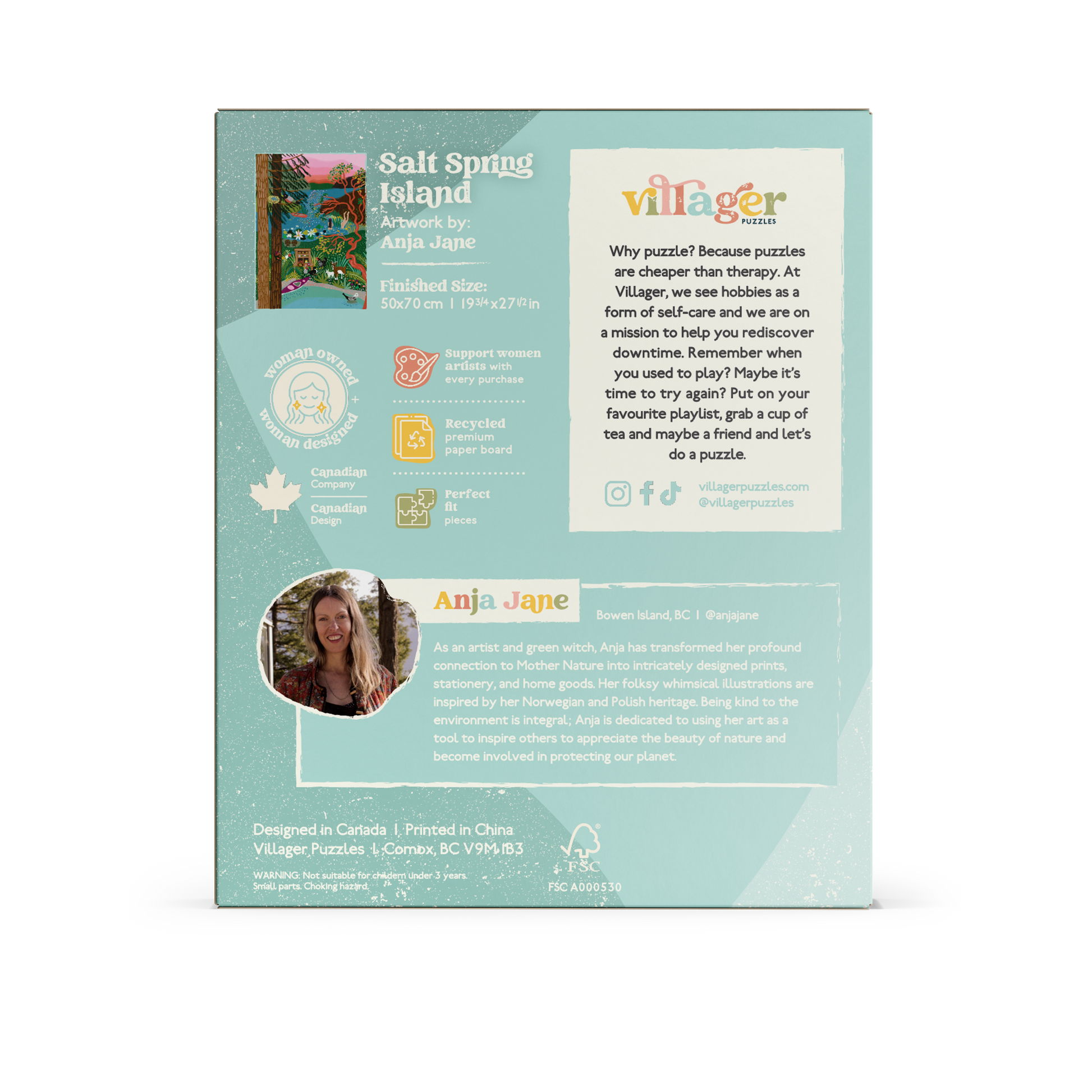 Salt Spring Island Swim | 1000-Piece Puzzle for Adults | Designed in Canada by Anja Jane Villager Puzzles