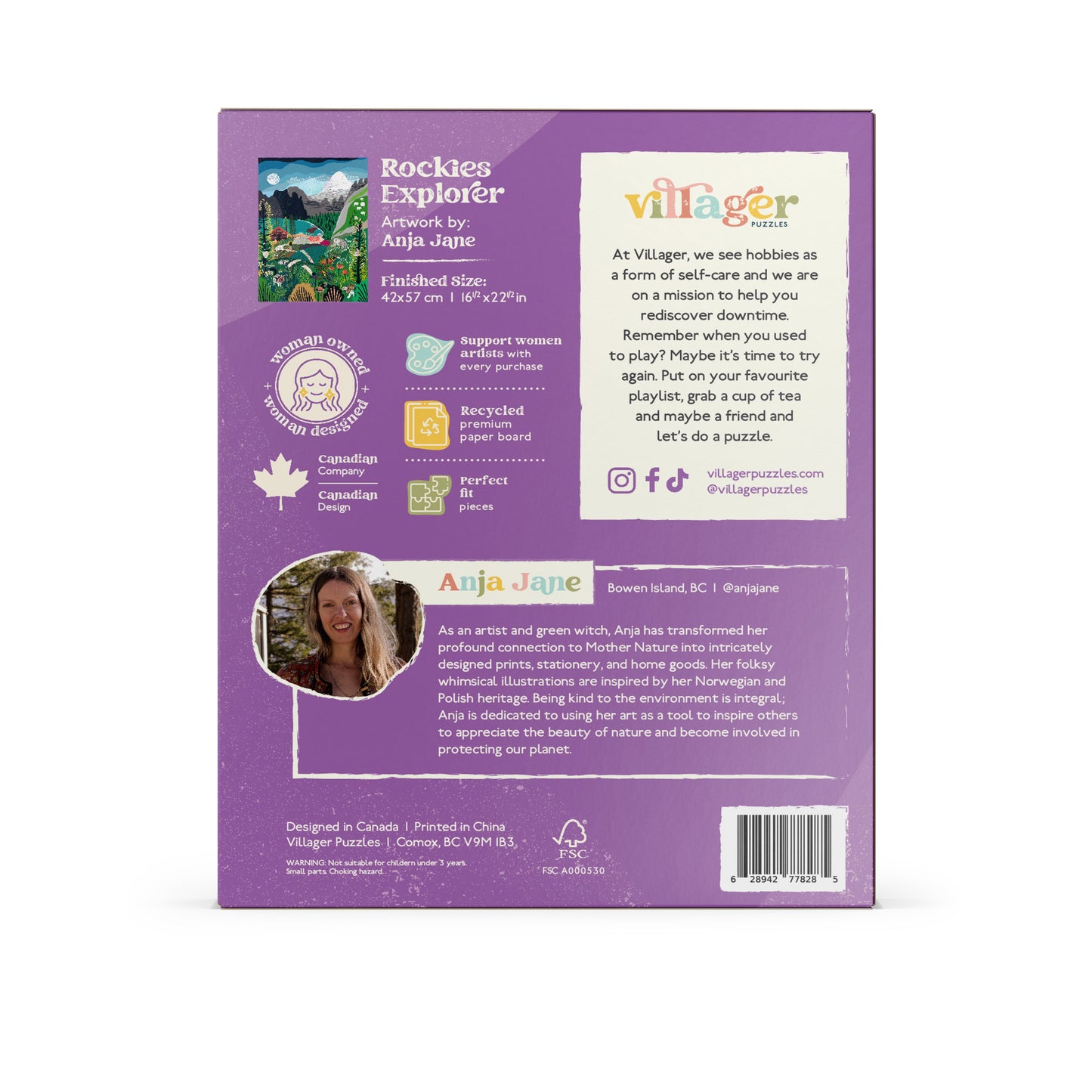 Rockies Explorer | 500-Piece Puzzle for Adults | Designed in Canada by Anja Jane Villager Puzzles