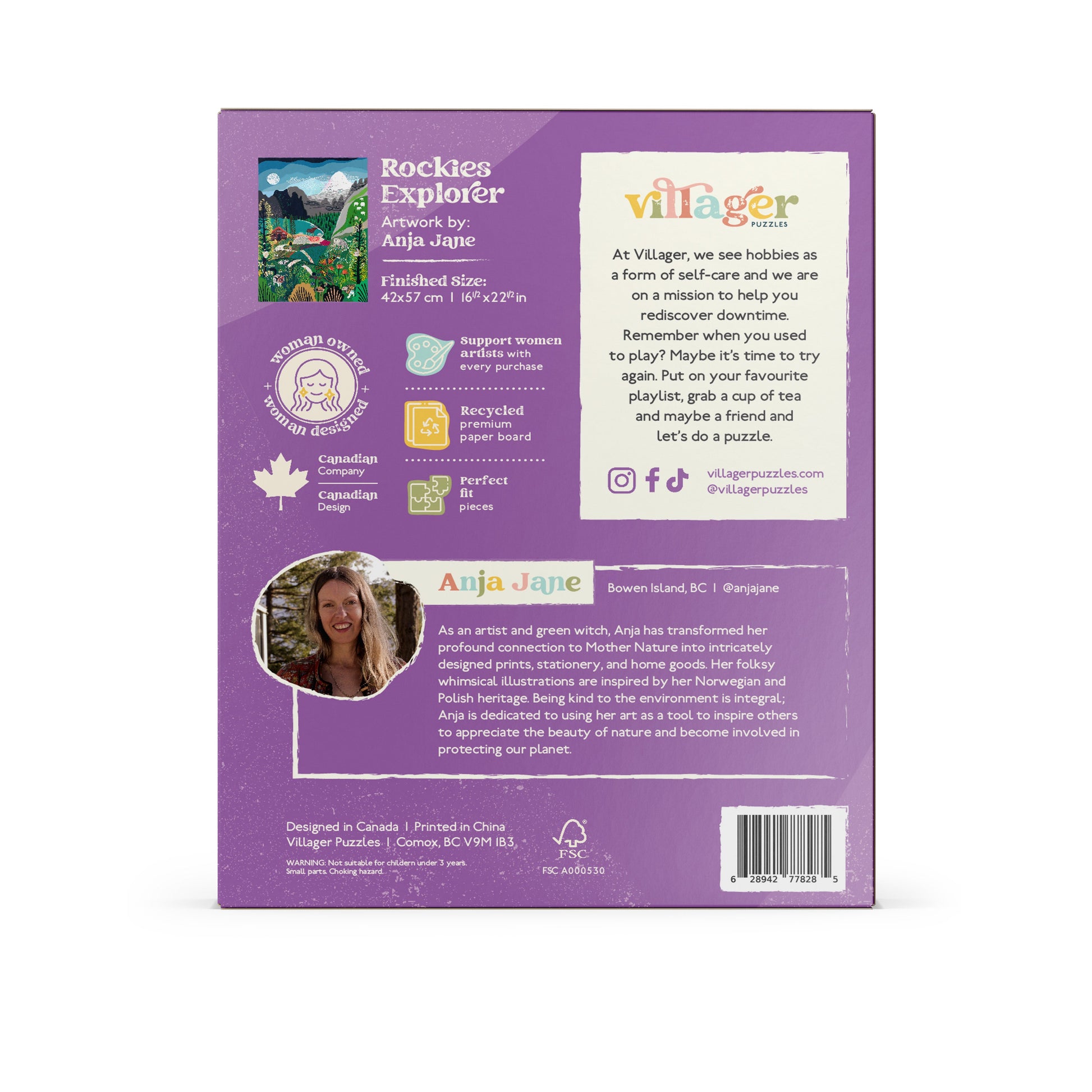 Rockies Explorer | 500-Piece Puzzle for Adults | Designed in Canada by Anja Jane Villager Puzzles