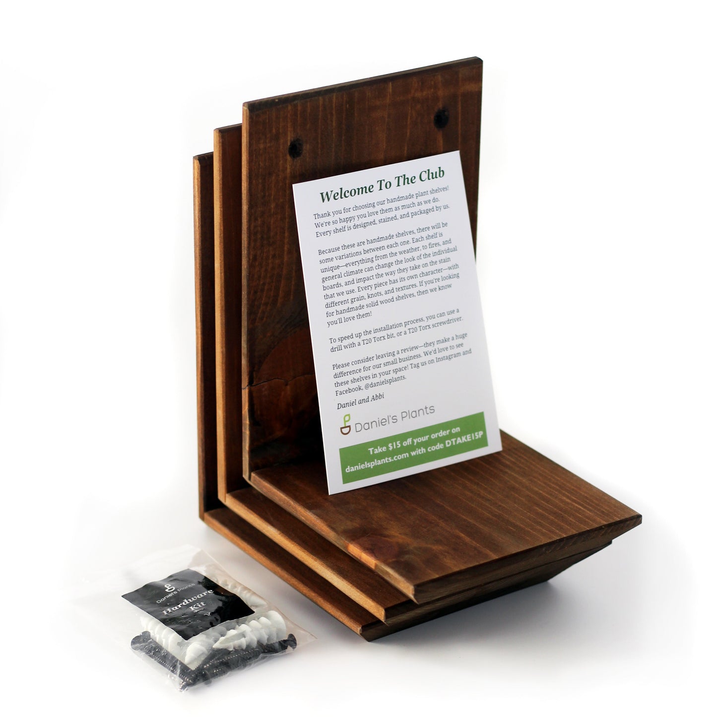 Wall Mounted Solid Wood Gallery Wall Plant Shelf — Woodland Brown (3 pack) Daniel's Plants