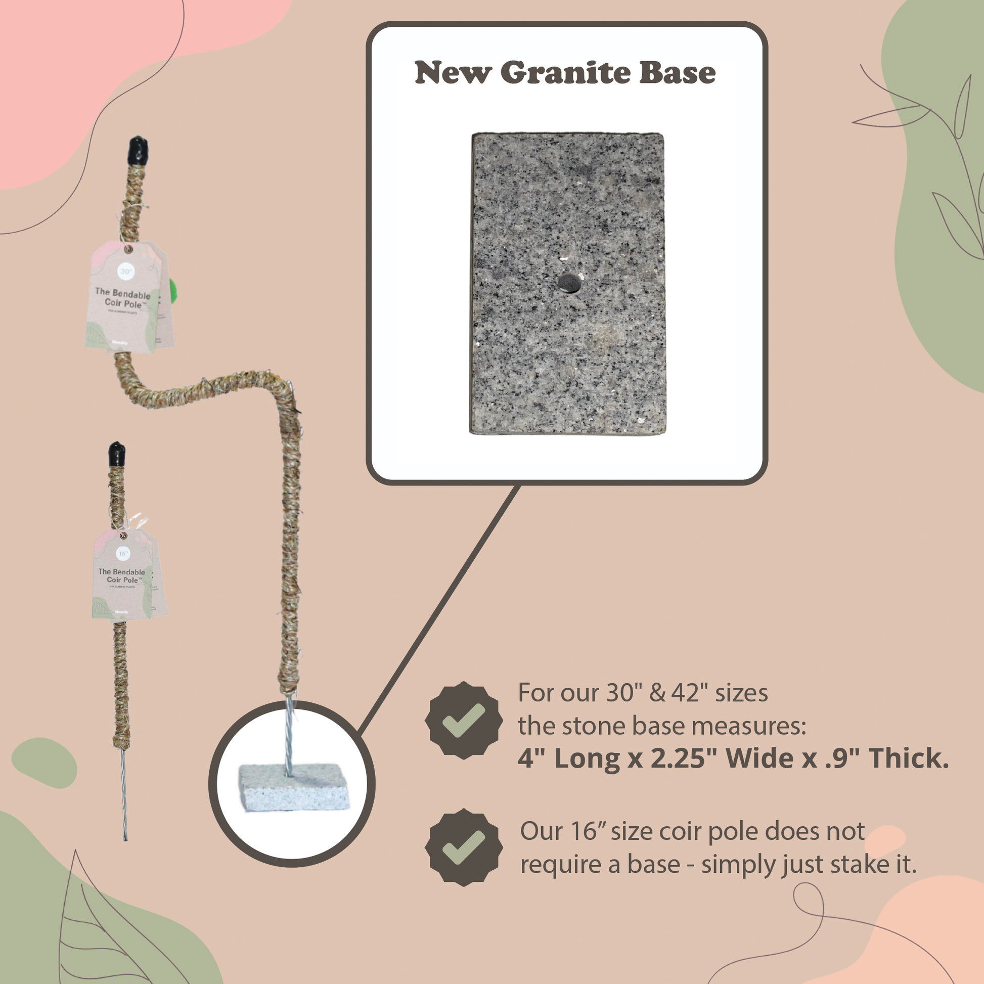 The Original Bendable Coir Pole™ - Best Seller (Tape Included) Mossify