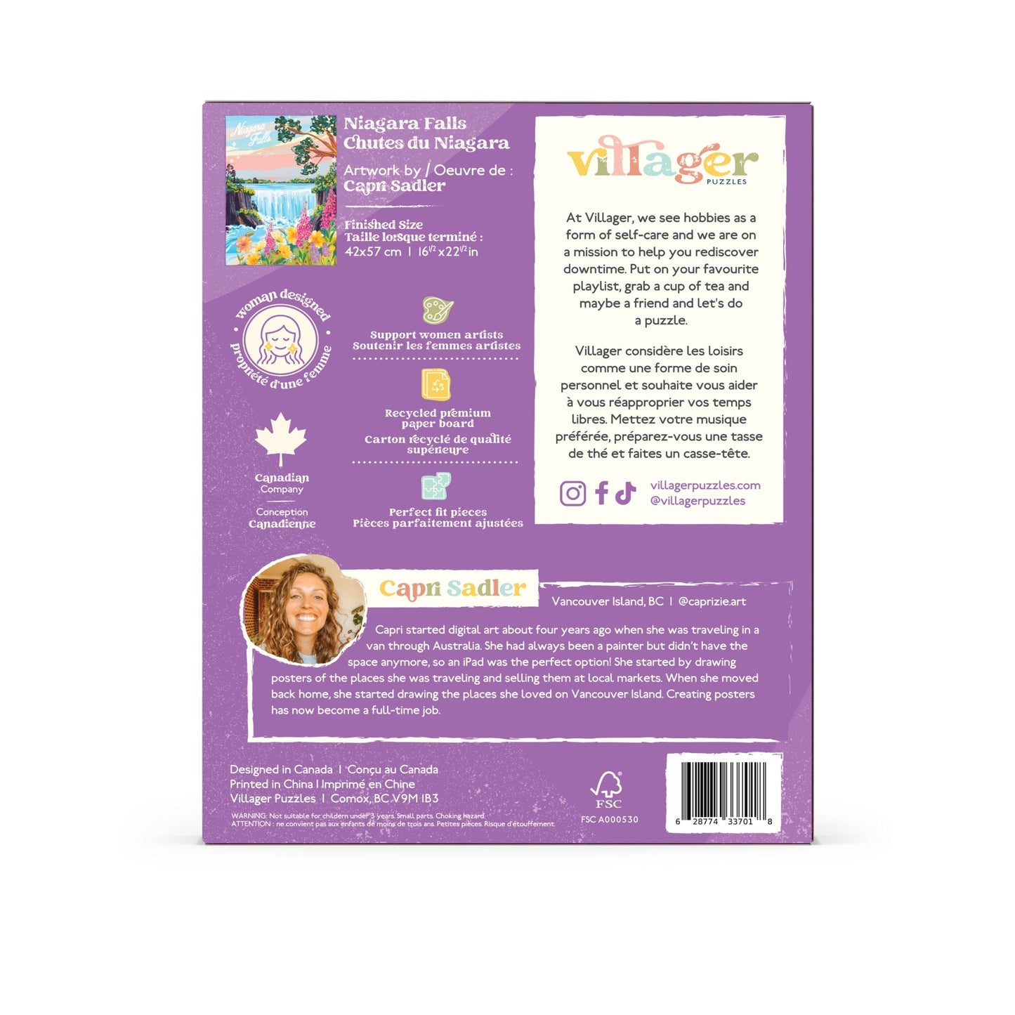 Niagara Falls | 500-Piece Puzzle for Adults | Designed in Canada by Capri Sadler Villager Puzzles