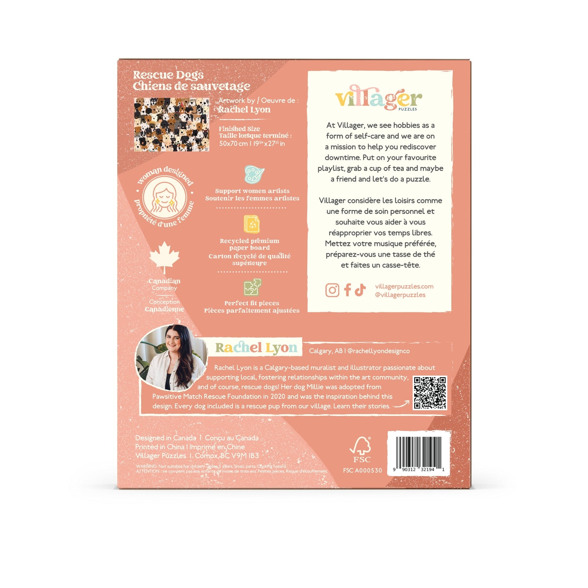 Rescue Dogs | 1000-Piece Puzzle for Adults | Designed in Canada by Rachel Lyon Villager Puzzles