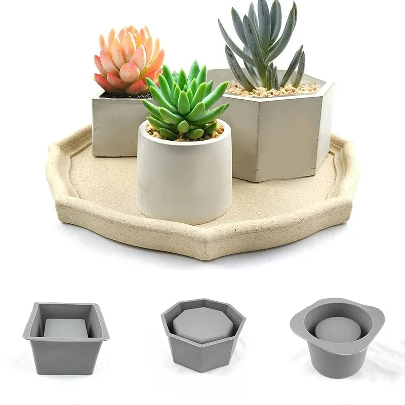 Moule en Silicone “Pot de Fleurs” DIY pour Rangement Bijoux, Béton et Époxy Vert Un Jardin