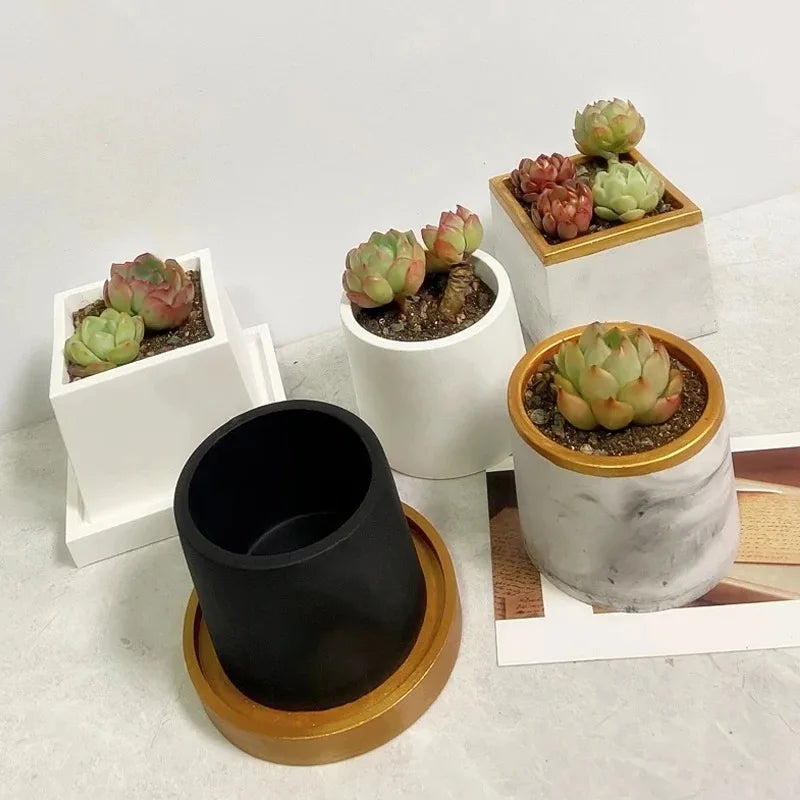Moule en Silicone “Pot de Fleurs” DIY pour Rangement Bijoux, Béton et Époxy Vert Un Jardin