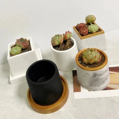 Moule en Silicone “Pot de Fleurs” DIY pour Rangement Bijoux, Béton et Époxy Vert Un Jardin