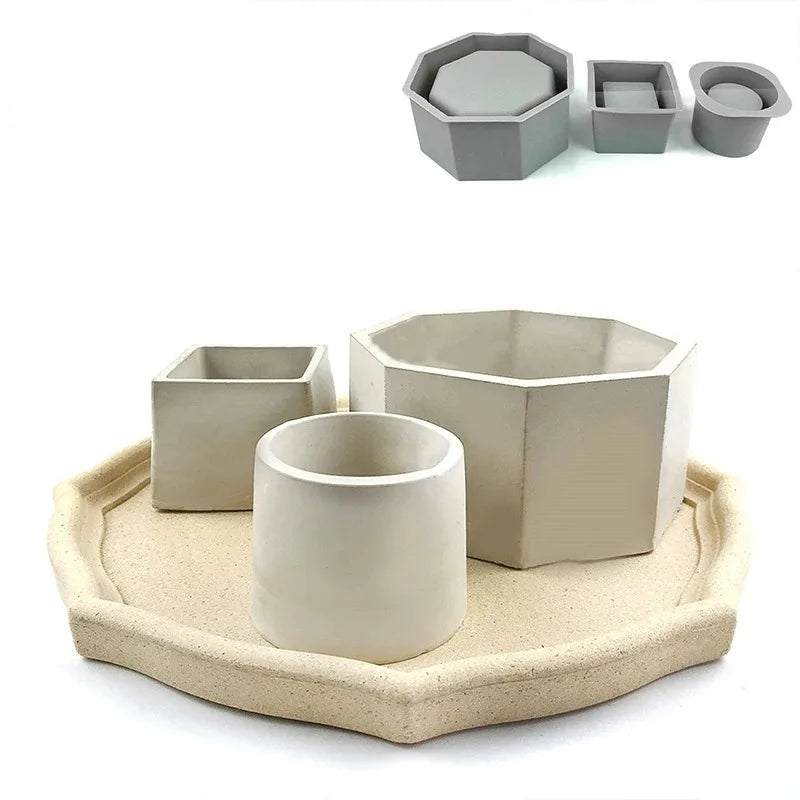 Moule en Silicone “Pot de Fleurs” DIY pour Rangement Bijoux, Béton et Époxy Vert Un Jardin