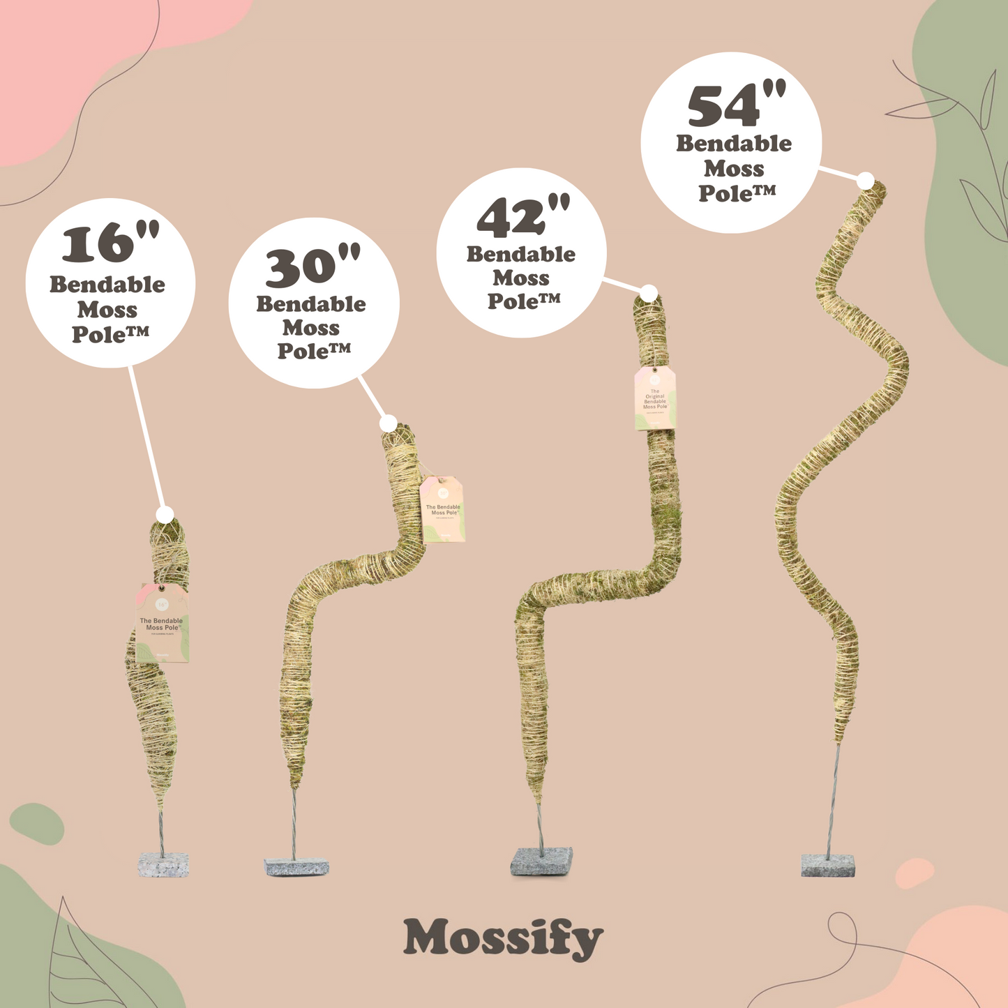 The Original Bendable Moss Pole™ - Best Seller (Pins Included) Mossify