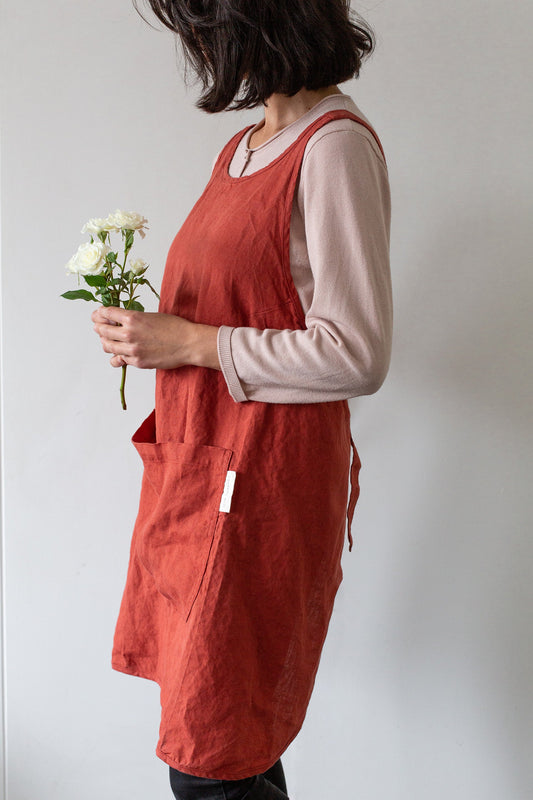 Linen Apron - Terracota Confetti Mill