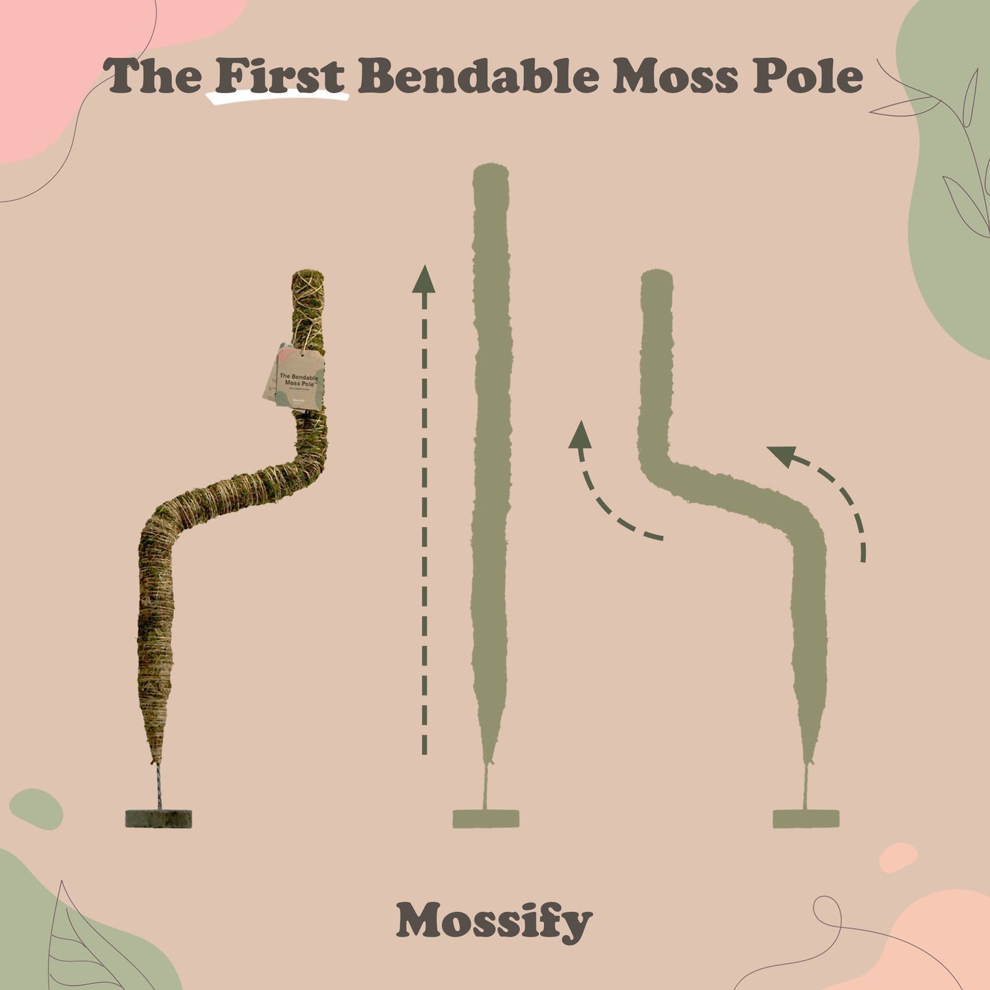 The Original Bendable Moss Pole™ - Best Seller (Pins Included) Mossify